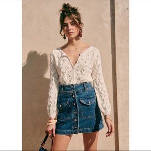 Sezane Bettie Denim Jean Skirt in Baby Blue Size 36 US 4